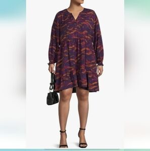 NWT Terra & Sky Long Sleeve Tier Dress 14W Plus Size #swtr3